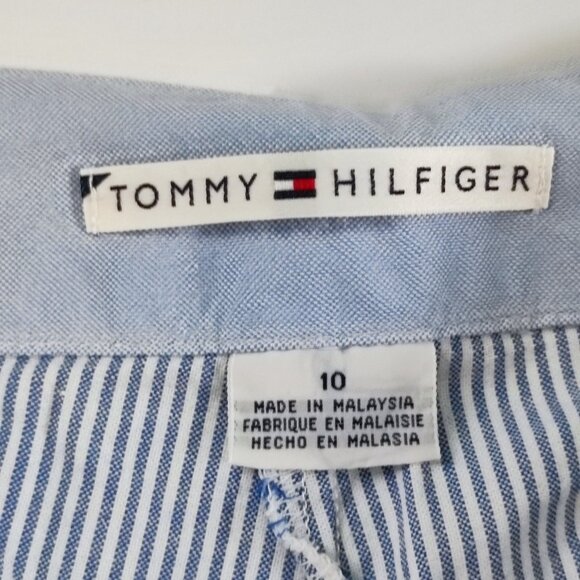 Tommy Hilfiger Capri short summer lightweight white & navy blue stripes size 10 - Picture 5 of 11